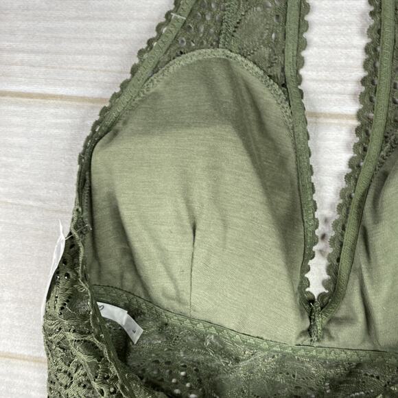 True Rue21 Bralette Women's Size Large Green Floral Print Lace Pullover Bra NWT - Picture 6 of 8
